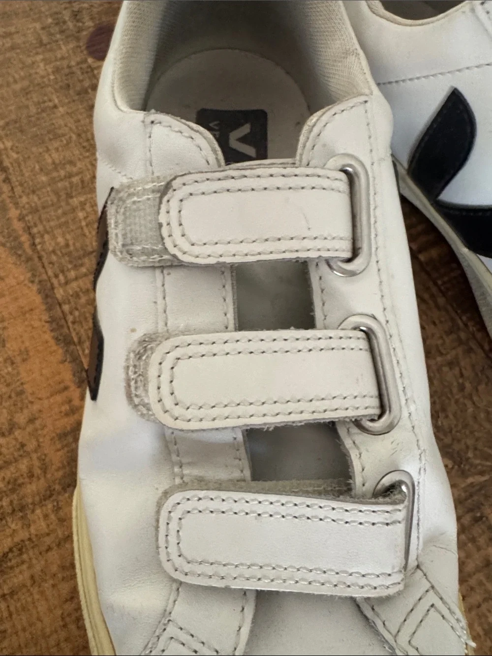 Veja Women’s White Velcro Sneakers with Cream Sole - Picture 5 of 7
